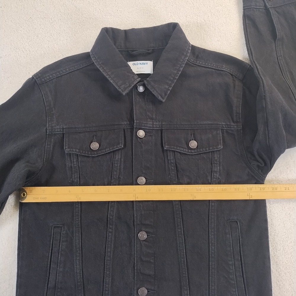 Old Navy Denim Jacket Fits Adult S/XS Black Trucker Cowboy Grunge Workwear - Picture 11 of 14